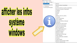 comment afficher les infos système windows 10 [upl. by Gnaig]