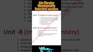 BSc Nursing first year Biochemistry imporatnt questions  Unit 7 amp 8 Immunochemistry bscnursing [upl. by Ulphia]