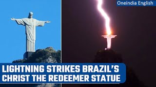 Christ the Redeem statue in Brazil hit by lightning pic goes viral  Oneindia News [upl. by Germana463]