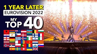 Eurovision ESC 2022  My Top 40 1 YEAR LATER [upl. by Erfert]