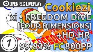 Cookiezi  xi  FREEDOM DiVE FOUR DIMENSIONS HDHR FC 9983 800pp  Livestream w chat reaction [upl. by Latashia27]