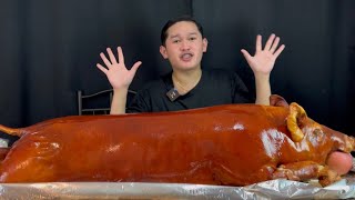 1 WHOLE NATIVE LECHON BABOY MUKBANG [upl. by Nalehp]