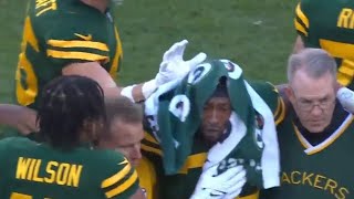 Aaron Jones Carted Off w Serious Knee Injury vs Chargers [upl. by Chun293]