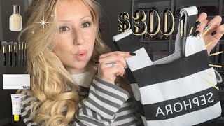 300 Sephora Haul Try on 💋 upgrading my makeup routine [upl. by Eissirc]