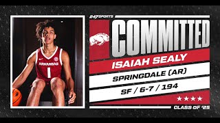 WATCH 4star SF Isaiah Sealy commits to Arkansas  No 98 overall prospect [upl. by Dosia]