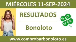 Resultado del sorteo Bonoloto del miercoles 11 de septiembre de 2024 [upl. by Jerusalem]