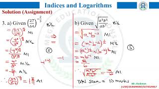 INDICES AND LOGARITHMS Solution to Lesson 1 assignment [upl. by Viridi502]