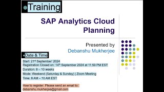 00  SAP Analytics Cloud Planning  Training Details and Course Content [upl. by Yecnuahc]