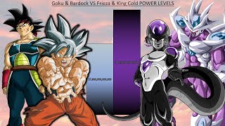 Goku amp Bardock VS Frieza amp King Cold POWER LEVELS All Forms  DBZ  DBS  SDBH [upl. by Assenna284]