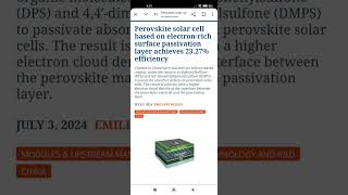 Perovskite solar cell based on electronrich surface passivation layer achieves 2327 efficiency [upl. by Oleic102]