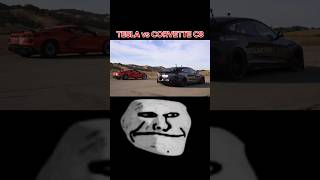 Tesla Model S Plaid vs CORVETTE C8😈🗿🗿shorts tesla plaid corvette c8 [upl. by Keyte]