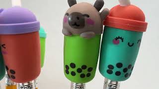 GEDDES School Supplies  Boba Tea 3D Eraser Pencil Toppers [upl. by Atsiuqal945]