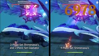 Crowned Yoimiya 2Piece Shimenawa amp 2Piece Gladiator VS 4Piece Shimenawa ComparisonGenshin Impact [upl. by Farrel743]