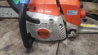 Stihl ms 270 c ms280 chainsaw recoil rope repair [upl. by Anahsor]