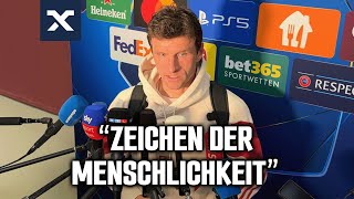 Thomas Müller über die stillen BayernFans aufgrund eines Notfalls  FC Bayern 10 Benfica [upl. by Etnohs]