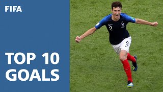 TOP 10 GOALS  2018 FIFA World Cup Russia [upl. by Ahsiekin]