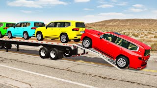 Flatbed Truck Mcqueen  Transportation with Truck  Pothole vs Car 195  BeamNGDrive [upl. by Thursby]