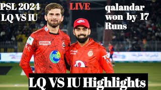 Lahore qalandar vs Islamabad united Psl 2024 LQ VS IU HighlightsCricket Rush6 March 2024 [upl. by Barimah812]