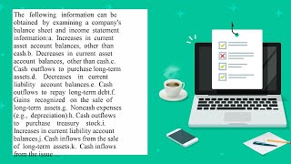 The following information can be obtained by examining a company s balance sheet and income state [upl. by Kisung99]