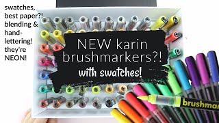 NEW Karin Markers NEON Brushmarker Pro Hand Lettering amp Swatches [upl. by Asiole33]