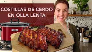 Costillas de cerdo en olla lenta de las que sale el hueso limpio  rootsandcook [upl. by Atteselrahc]