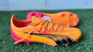 Puma Ultra Ultimate FGAG Boots Review  On Feet amp Unboxing ASMR Video  Puma Forever Faster 4K [upl. by Klayman]