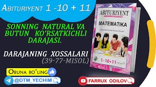 13 Sonning natural va butun darajasi 39  77  misol  Abituriyent 1  10  11 yechimlari [upl. by Viehmann]