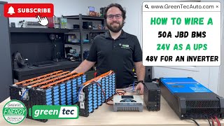 How to wire a 714s 50a JBD BMS to a Liion battery 24v as a UPS and 48v for an off grid inverter [upl. by Herzel936]