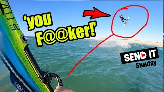 Kitesurfer jumps Windsurfer  156  Send it Sunday [upl. by Jeb]