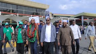 Governor Mohamed Adan Khalif amp his delegation arrives in Nairobi after Mandera won Green City Awards [upl. by Ardnasac]