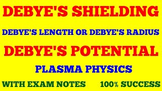 DEBYES SHIELDING  DEBYES LENGTH  DEBYES POTENTIAL  PLASMA PHYSICS  WITH EXAM NOTES [upl. by Cammi]