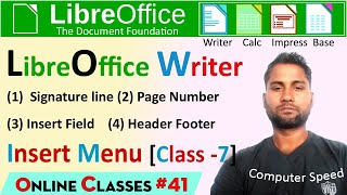 libreoffice writer  signature line  page number  field in writer header and footer  vk sir cs [upl. by Sugihara]