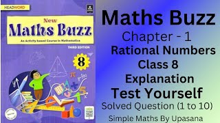 New Maths Buzz  Class8  Headword  Chapter 1Rational Numbers Test Yourself Question 1 to10 [upl. by Vinay]