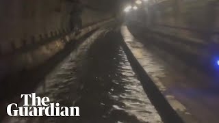 Extreme flooding in tunnel used by Eurostar halts trains [upl. by Hafirahs]