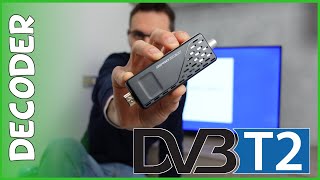 Decoder nuovo digitale terrestre piccolo leggero Stick DONGLE dvb t2 HEVC Main 10 10 bit Recensione [upl. by Kirsti]