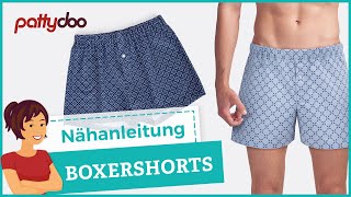 HerrenBoxershorts selber nähen aus Webware mit Anleitung für DamenSchlafshorts mit FakeSchlitz [upl. by Ttenneb773]