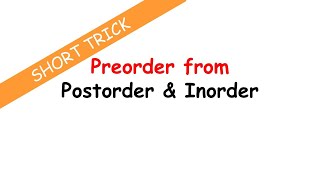 Preorder traversal from Postorder and InorderShort trickAnimated ExamplePractice problem [upl. by Enieledam]