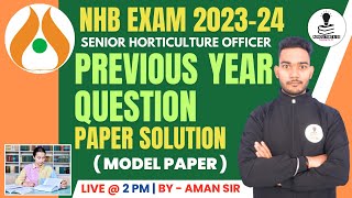 NHB Senior Horticulture Officer Exam Previous Year Model Paper  NHB SHO Exam Previous Year Paper [upl. by Farmelo]