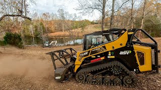 Forestry Mulching Two Acres Around Pond with ASV VT 100 Skid Steer [upl. by Llenal]