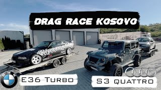 Drag Race1 Kosovo FASK Race  SpeedHunters BMW E36 Turbo vs Audi S3 Quattro [upl. by Gertrudis330]