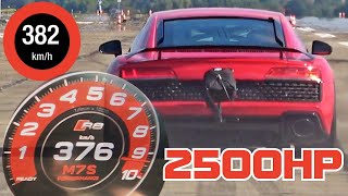 2500 HP Audi R8 V10 Huge Twin Turbos  EXTREME FAST ACCELERATION 0380 kmh [upl. by Odlanier]