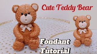 Teddy bear Fondant Cake Topper TutorialCute Teddy Bear TopperFondant Toppercake artFondant works [upl. by Ysnil]