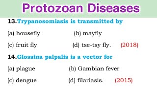 Parasitology MCQ Questions  Protozoan disease MCQ [upl. by Menides]