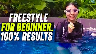 Beginner girl learn to swim Freestyle step by step [upl. by Dlanigger517]