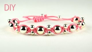 DIY Alternating Shamballa Bracelet  Easy Tutorial [upl. by Haonam299]