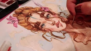 watercolour painting at a coffee shop  process  review [upl. by Gladis]