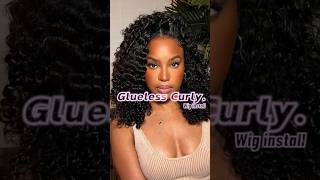 ✨GLUELESS CURLY WIG INSTALL FOR BEGINNERS wiginstall wig wigs hairstyle wigtutorial wigreview [upl. by Nemzaj]