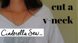 Cut a V Neck in a Tshirt  How to make a vneck on a tshirt  Make shirt collar into vneck easy DIY [upl. by Joseph623]