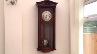 RARE UM MULLER EDWARDIAN WESTMINSTER CHIME LONGCASE WALL CLOCK [upl. by Nairb]