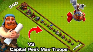 Capital Peak Level 1 All Defence Formation VS Capital Peak All Max Troops  Clash Of Clans [upl. by Novak]